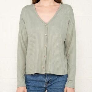 Aritzia Wilfred Button Down Lightweight Casual Cardigan Light Green Size 1X